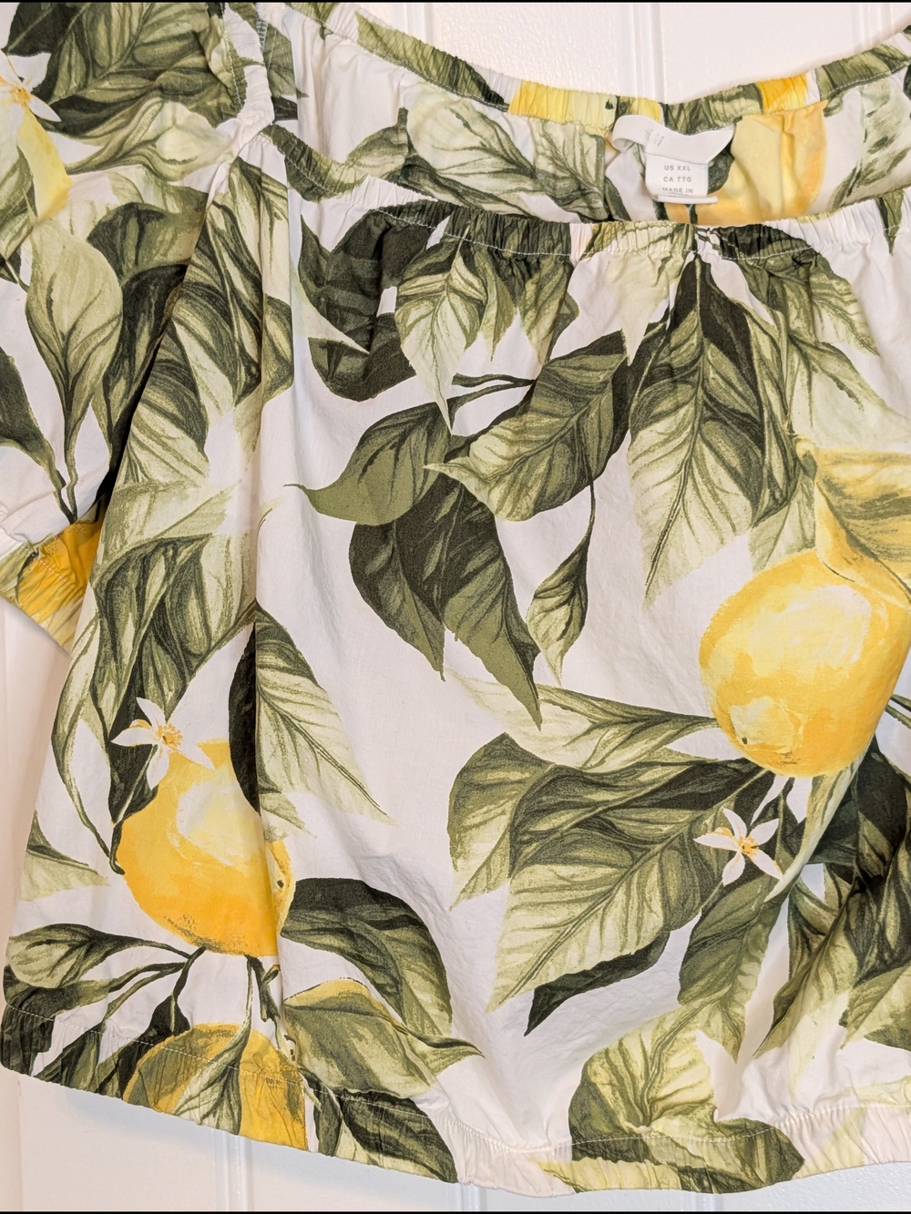 H&M Lemon Patterned Short Sleeve Cotton Crop Top - Picture 5 of 12